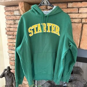Starter Hoodie XL Green Spellout Logo Sweater Streetwear Athletic Pullover